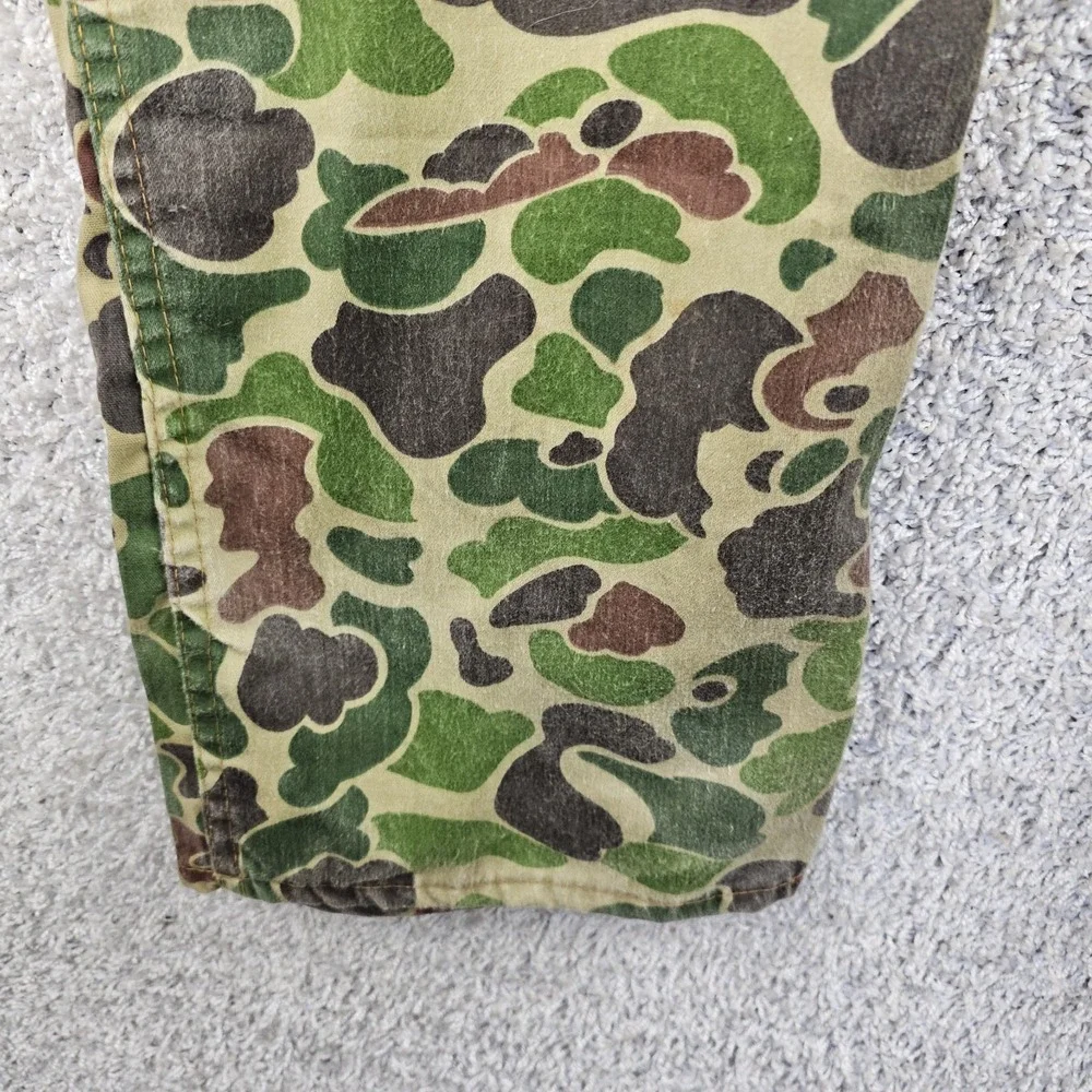 Vintage 70s Saftbak Water Repellent Frogskin Duck Camo Pants 42x31 Hunting USA